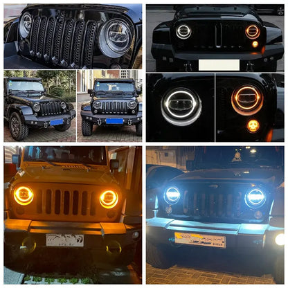 💫ART.4876 Fari Anteriori LED (Halo) per Jeep Wrangler JK TJ CJ💫