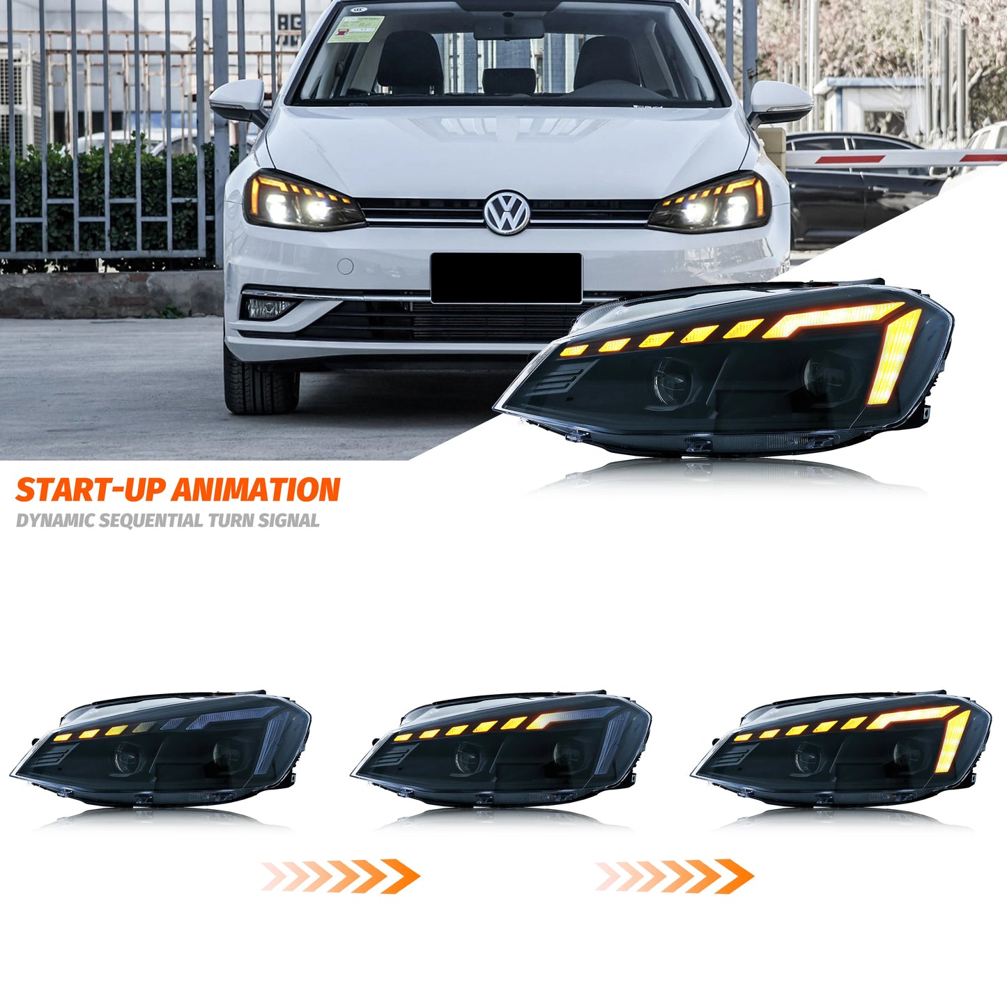 💫ART.4693 Set Fari Anteriori adatto per Volkswagen VW Golf 7 MK7 2013-2017💫