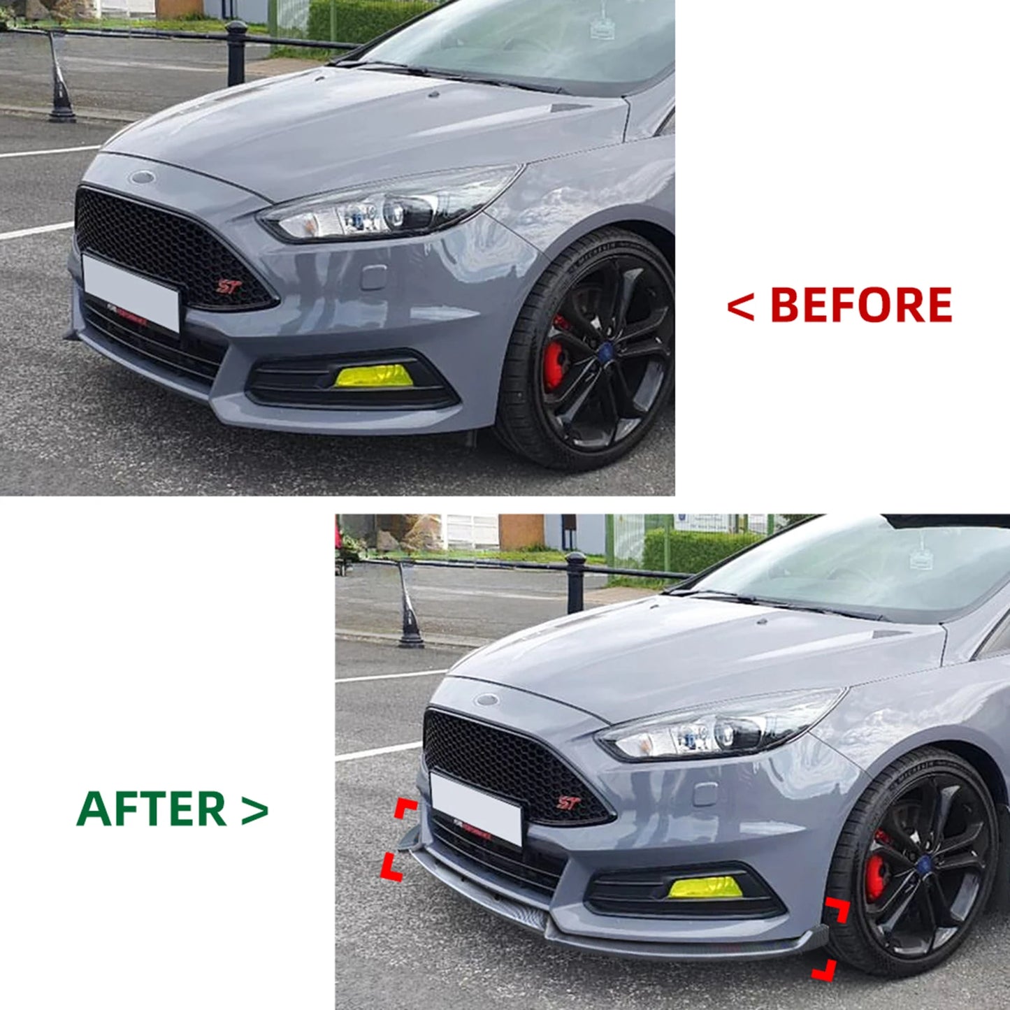 💫ART.8760 Splitter Anteriore Nero Lucido Per Ford Focus ST MK3.5 2015-2018💫