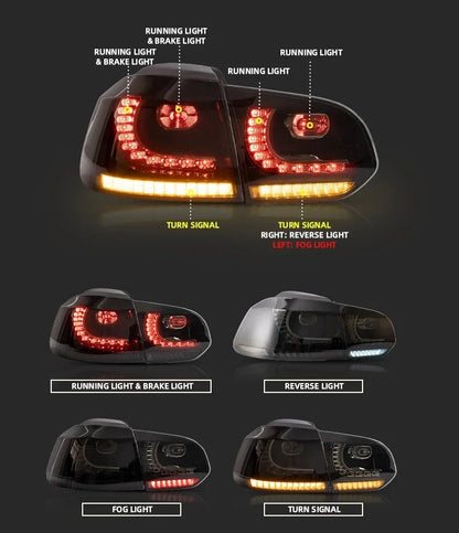 💥ART.3978 FANALI POSTERIORI LED PER VW GOLF MK6 R20 2008-2013 CON INDICATORI💥