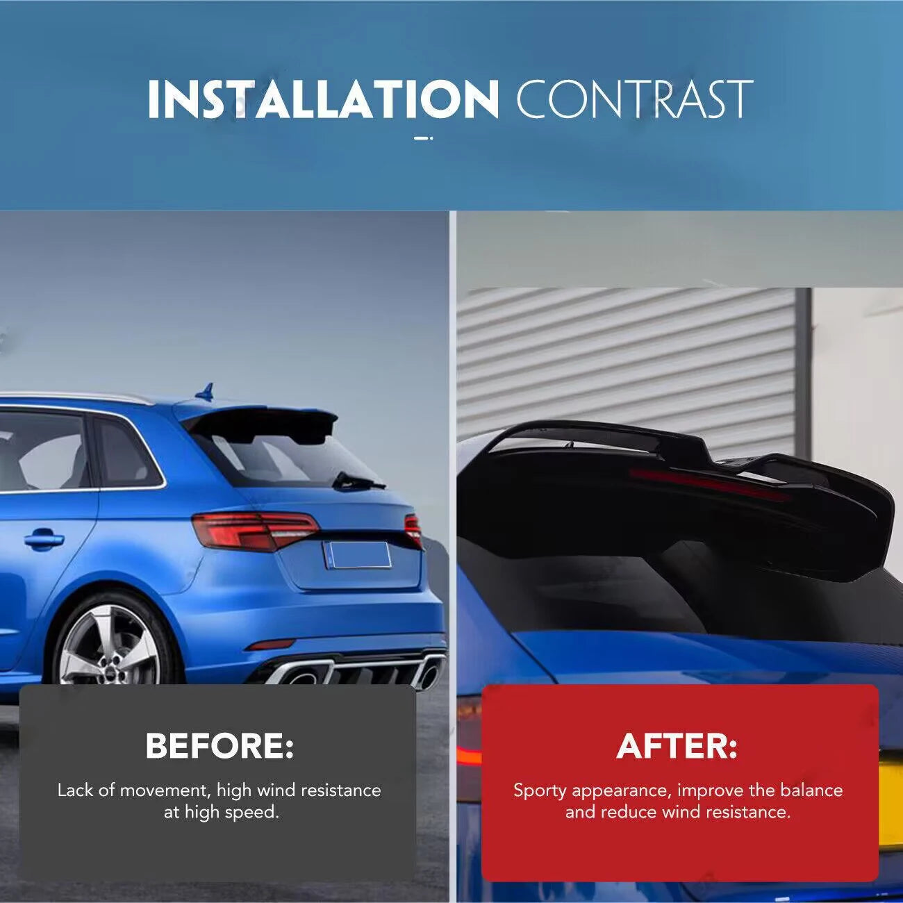 💫ART.8273 Spoiler sul Tetto Stile OTG Nero Lucido per Audi A3 8V SPORTBACK 2013+💫