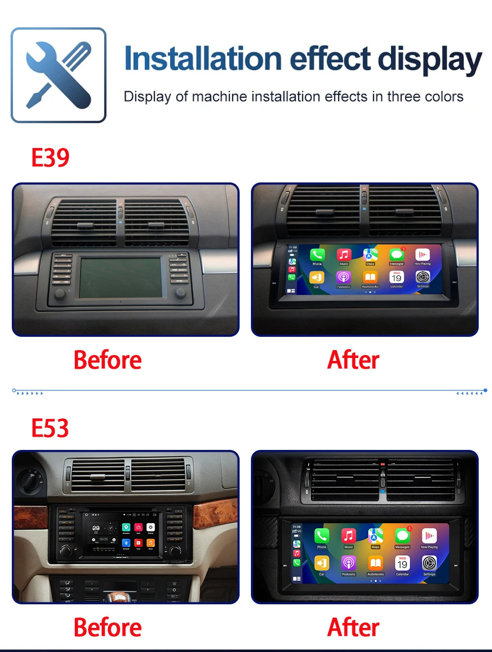 💫ART.5166 Android  Wireless Carplay per BMW X5 E38 E39 E53 1996-2004💫