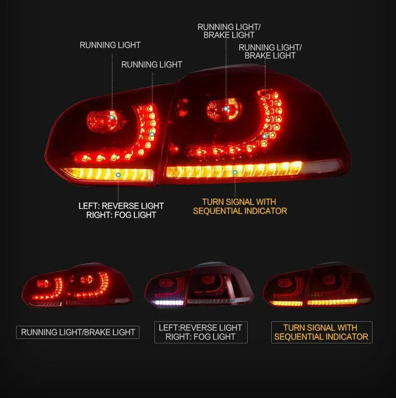💥ART.3978 FANALI POSTERIORI LED PER VW GOLF MK6 R20 2008-2013 CON INDICATORI💥