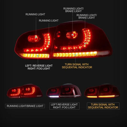 💥ART.3978 FANALI POSTERIORI LED PER VW GOLF MK6 R20 2008-2013 CON INDICATORI💥