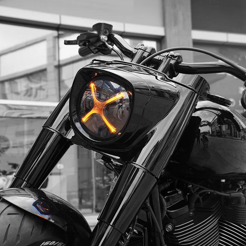 💫ART.4472 Faro LED fumé tipo X Luce con Luci Angel Eyes per Motocicletta 💫