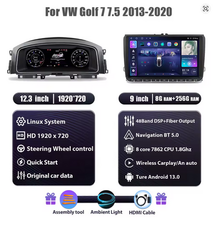 💫ART.3426 Cockpit virtuale digitale LCD per VW golf7 7.5 2013-2020💫