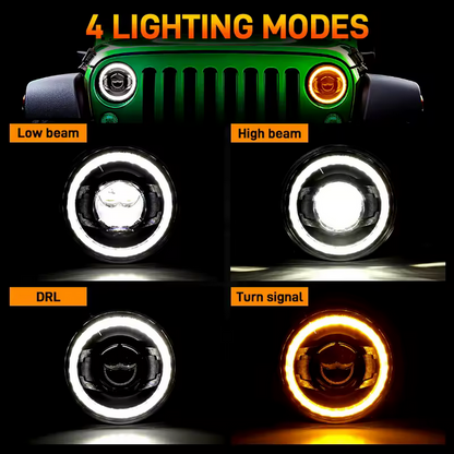 💫ART.4878 Fari Anteriori con Halo Angel Eyes per Jeep Wrangler / L.R Defender💫