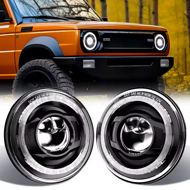 💫ART.4878 Fari Anteriori con Halo Angel Eyes per Jeep Wrangler / L.R Defender💫