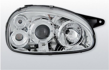 💫ART.6098 FARI ANTERIORI OCCHI D'ANGELO CROMATI per OPEL CORSA B 93-00💫