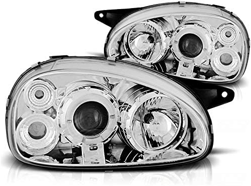 💫ART.6098 FARI ANTERIORI OCCHI D'ANGELO CROMATI per OPEL CORSA B 93-00💫