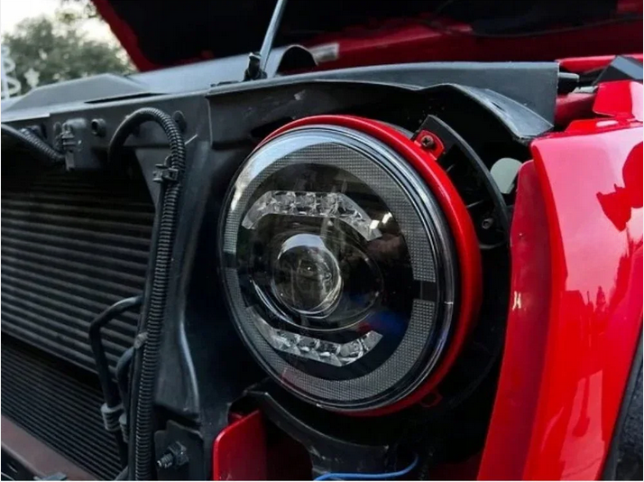 💫ART.6281 FARI OCCHI D'ANGELO LED NERI per JEEP WRANGLER 1996-2018💫