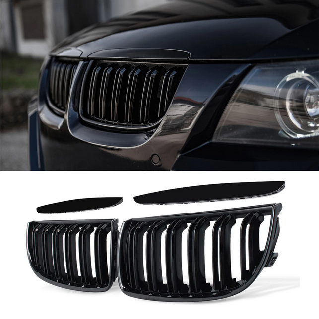 💫ART.7340 GRIGLIA SPORTIVA NERO OPACO DOPPIA BARRA - BMW E90 / E91 05-08💫