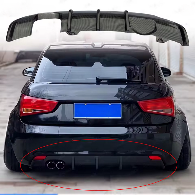 💫ART.8267 Diffusore Posteriore Singolo Uscita Look Carbonio per Audi A1 2011-2014💫