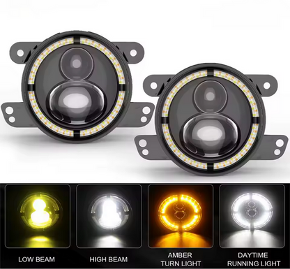 💫ART.8302 Fari Anteriori "Angel Eyes" FULL FULL LED per Jeep Wrangler JK TJ CJ 💫