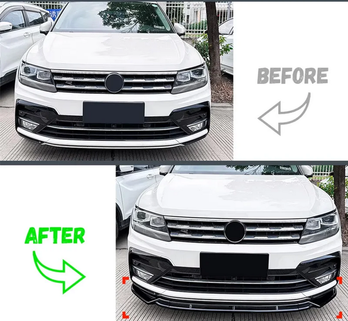 💫ART.8749 Splitter Anteriore Nero Lucido per VW Tiguan MK2 R-Line 2017+💫