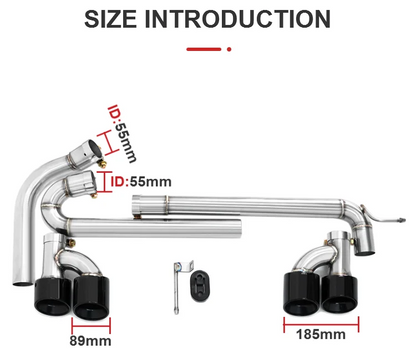 💫ART.8787 Terminali di Scarico Quadrupli per Audi A3 8Y 2021+ in Acciaio Inox💫