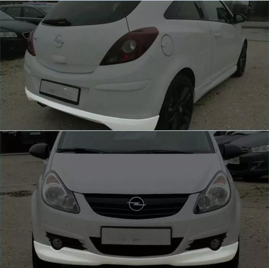 Spoiler anteriore+posteriore sotto paraurti per OPEL CORSA D ABS Plastica "OPC