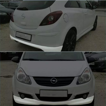 Spoiler anteriore+posteriore sotto paraurti per OPEL CORSA D ABS Plastica "OPC