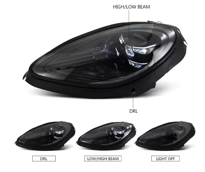 🔥COPPIA DI FARI A LED CON LENTE PROIETTORE PER PORSCHE MACAN 95B.1 14-17🔥