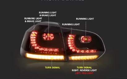 💥ART.3978 FANALI POSTERIORI LED PER VW GOLF MK6 R20 2008-2013 CON INDICATORI💥