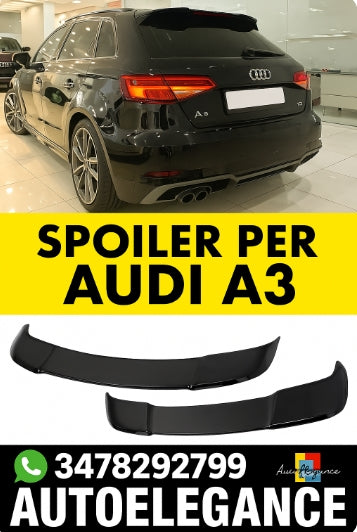 🔥SPOILER POSTERIORE PER AUDI A3 8V SPORTBACK 3 PORTE  VERNICIATO NERO LUCIDO🔥