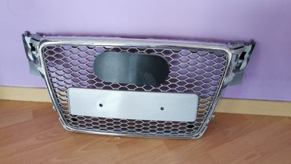 🔥GRIGLIA ANTERIORE PER AUDI A4 B8 08-12 LOOK RS4 SATINATA BORDO CROMATO🔥