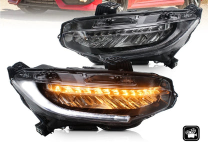 Full LED Headlights for Honda Civic 2016-2021 with Sequential Indicators 