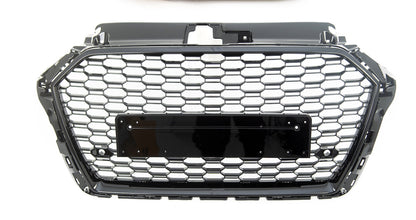 Front Grille RS3 Look for Audi A3 (8V) Hatchback Sportback Sedan Facelift (2016-2019) Gloss Black
