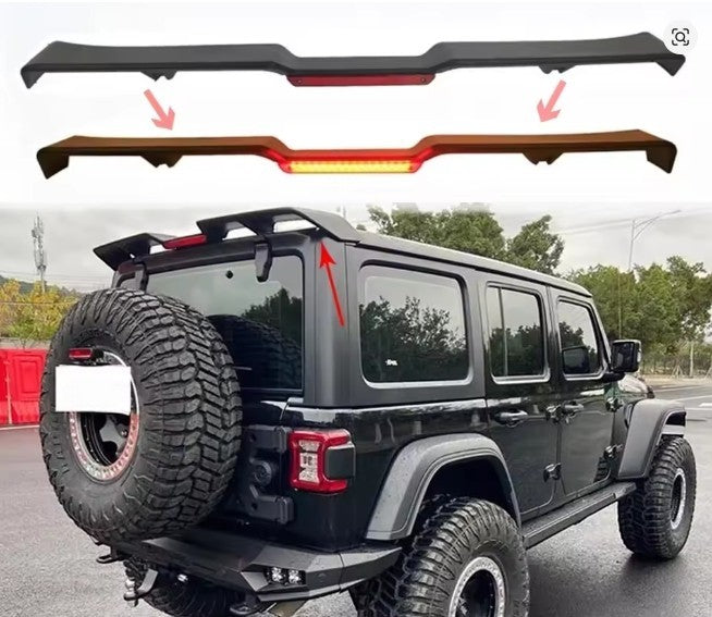 🔥SPOILER POSTERIORE TETTO AUTO CON LUCE FANALI PER JEEP WRANGLER JK JL 18-24🔥
