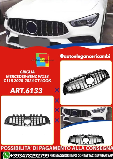 💕ART.6133 GRIGLIA CROMATA ADATTA PER MERCEDES W118 C118 2020-2024 GT LOOK💕