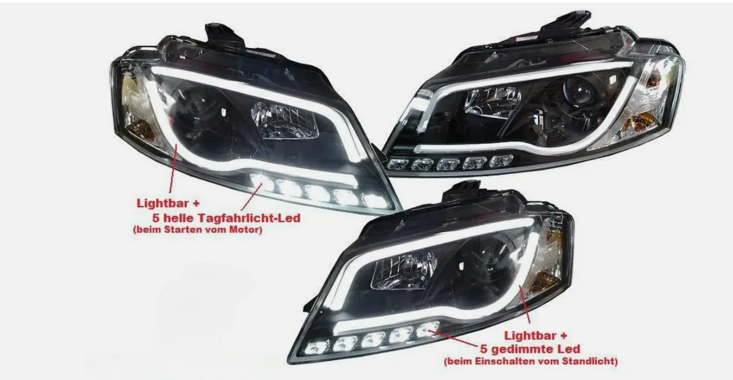 Fari Led Drl per Audi A3 8P 8PA 08-12 Facelift Faro Principale Nero
