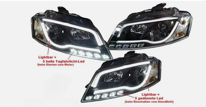 Fari Led Drl per Audi A3 8P 8PA 08-12 Facelift Faro Principale Nero