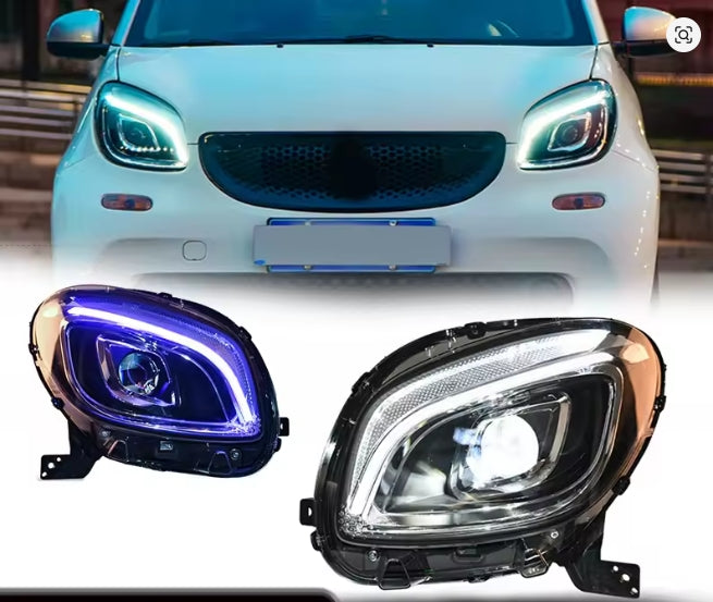 🔥FARI ANTERIORI PER SMART 453 2015-2019, LUCE BLU, GRUPPO OTTICO FULL LED🔥