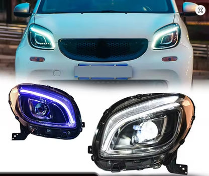 🔥FARI ANTERIORI PER SMART 453 2015-2019, LUCE BLU, GRUPPO OTTICO FULL LED🔥