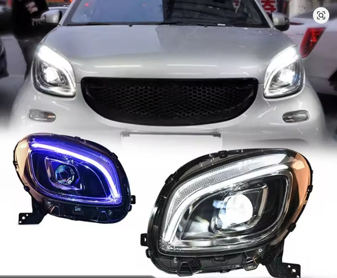 🔥FARI ANTERIORI PER SMART 453 2015-2019, LUCE BLU, GRUPPO OTTICO FULL LED🔥
