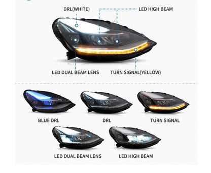 LED Headlights DRL with Reflector for Tesla Model 3 2017-23 with Dynamic Signal 
