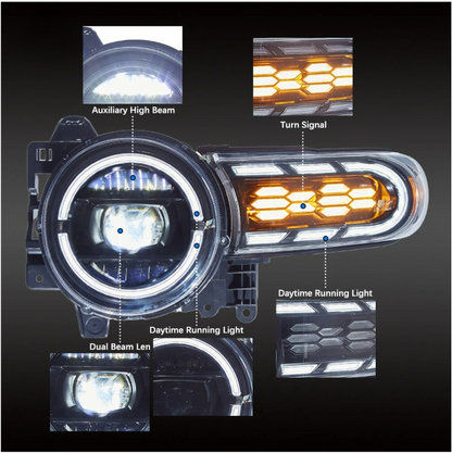 LED Double Beam Headlights for Toyota FJ Cruiser 2007-2023 with Dynamic Animation Lighting 