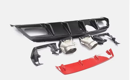 🔥DIFFUSORE ROSSO + TERMINALI DI SCARICO ARGENTO PER MERCEDES  A W176 A45 A180🔥