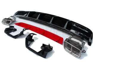 🔥DIFFUSORE ROSSO + TERMINALI DI SCARICO ARGENTO PER MERCEDES  A W176 A45 A180🔥