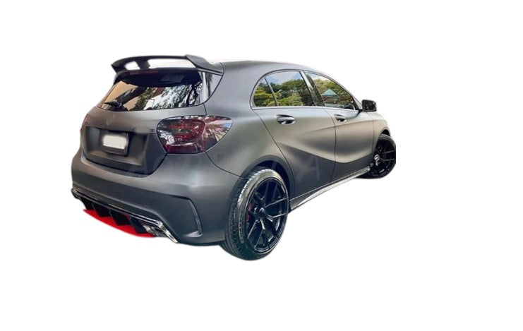 🔥DIFFUSORE ROSSO + TERMINALI DI SCARICO ARGENTO PER MERCEDES  A W176 A45 A180🔥
