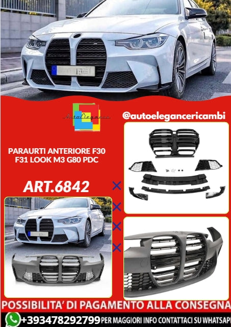 💕ART.6842 PARAURTI ANTERIORE ADATTO PER BMW F30 F31 LOOK M3 G80 PDC💕