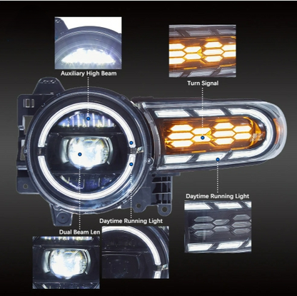 Fari anteriori / Luci laterali DRL sequenziali per Toyota FJ Cruiser 2007-2023