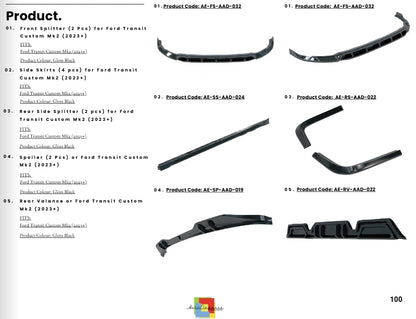 💫Body Kit Completo per Ford Transit Custom Mk2 (2023+) – Gloss Black 💫