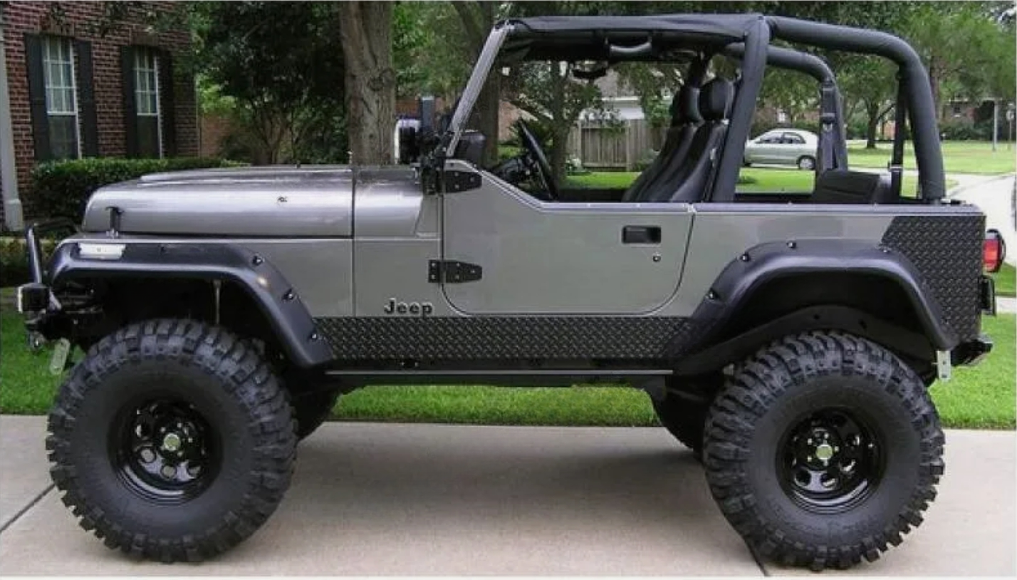 JEEP WRANGLER YJ 1987 - 1995 PARAFANGHI SVASATI, ESTENSIONI PASSARUOTA, 6 PZ +NUOVO