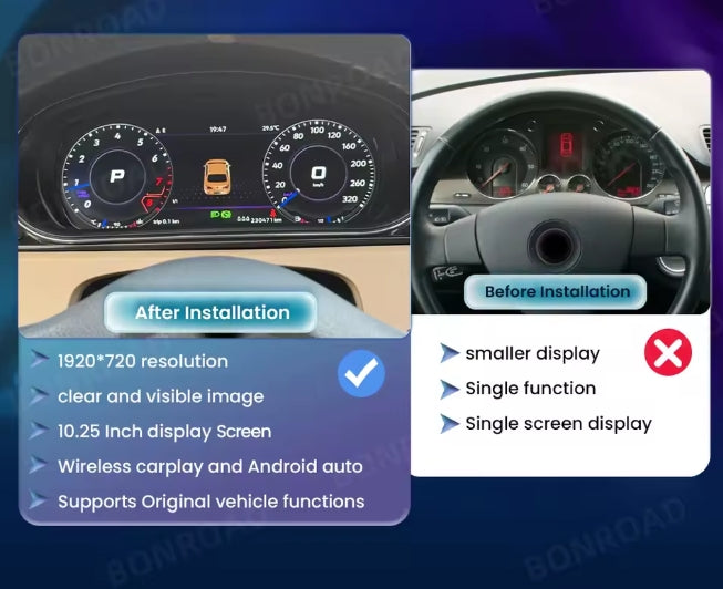 🔥CRUSCOTTO DIGITALE TACHIMETRA LCD DA 10,25"  PER VW PASSAT B6 B7 🔥