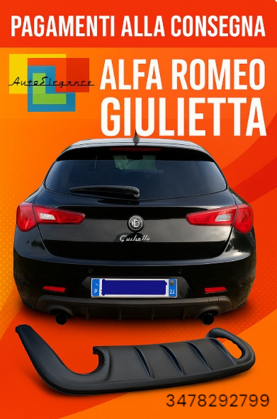 1872🔥DIFFUSORE ADATTO PER ALFA ROMEO GIULIETTA 1+1 NERO LUCIDO LOOK SPORTIVO🔥