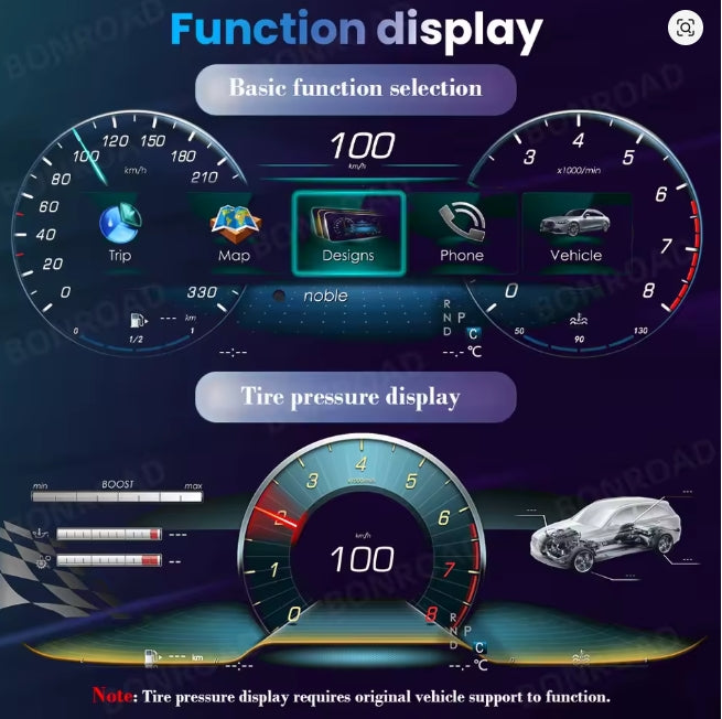 🔥PANNELLO TACHIMETRO PER MERCEDES C W205 DIGUTALE LCD BONROAD 12,3" 1920*720🔥
