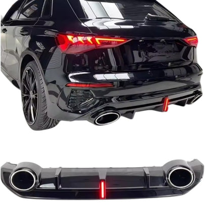 🔥DIFFUSORE TERMINALE DI SCARICO PER AUDI A3 SLINE RS3 MODIFICATA CON LUCI🔥
