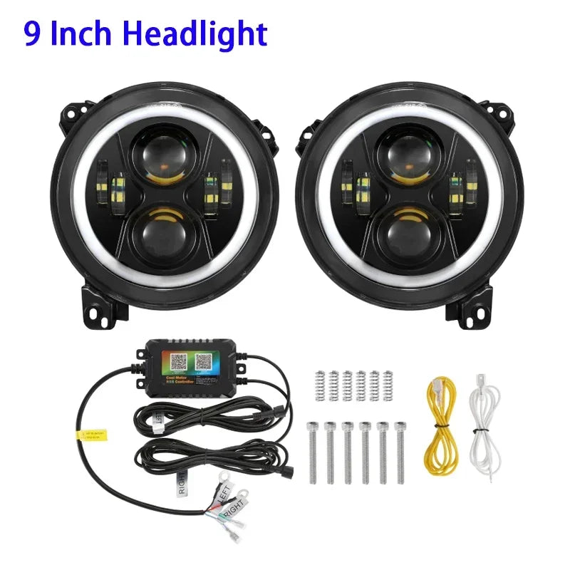 💫ART.5134 Fari Anteriori e Fendinebbia RGB LED per Jeep Wrangler 2018-2024💫