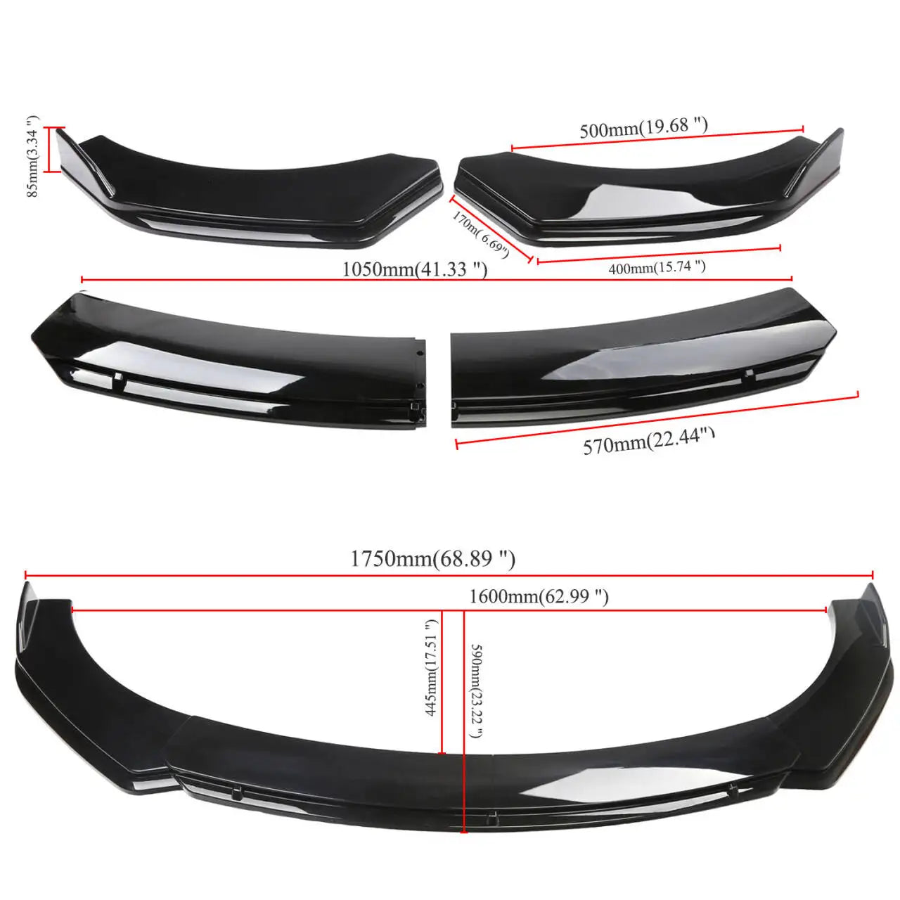 💫ART.8259 Splitter Anteriore Nero Lucido per Range Rover Sport 2014-2022💫